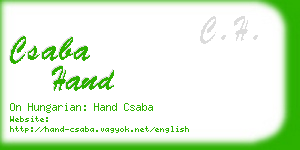 csaba hand business card